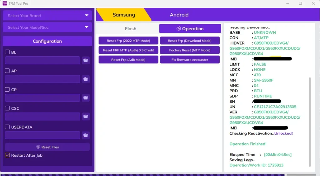 TFM Tool Pro FRP Reset