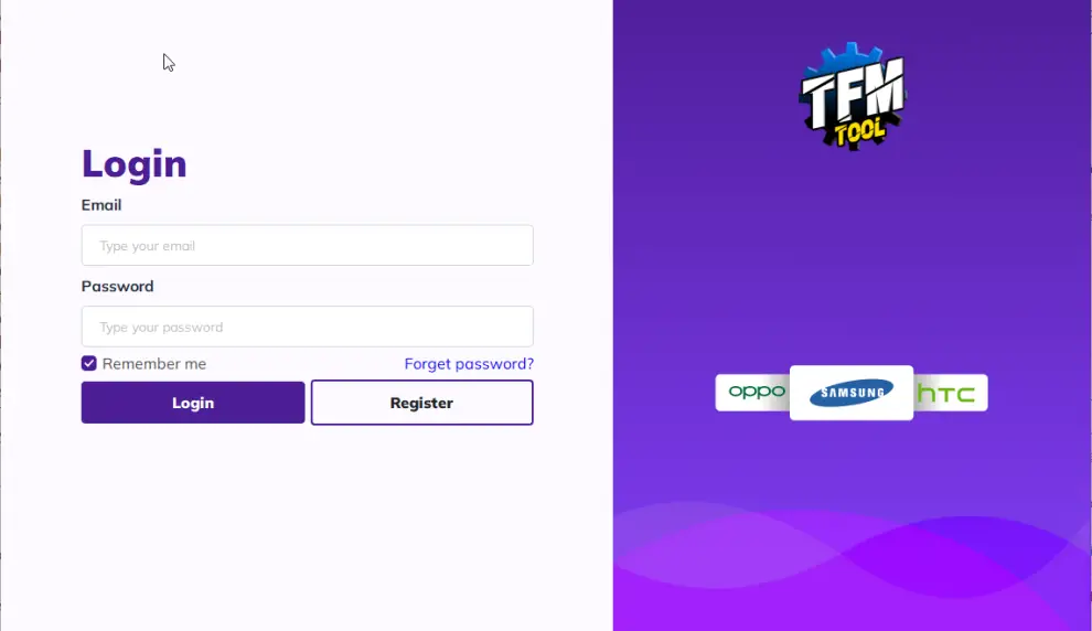 TFM Tool Pro Login Interface